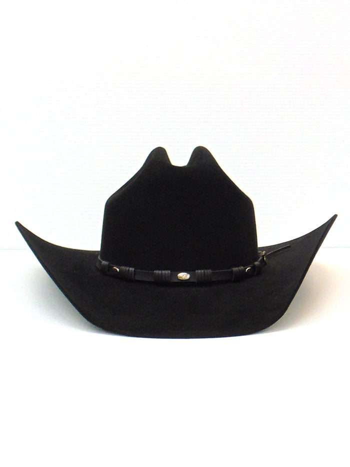 Justin JF0657TOWN-BLK Mens 6x Townes Western Felt Hat Black side / front view. If you need any assistance with this item or the purchase of this item please call us at five six one seven four eight eight eight zero one Monday through Saturday 10:00a.m EST to 8:00 p.m EST