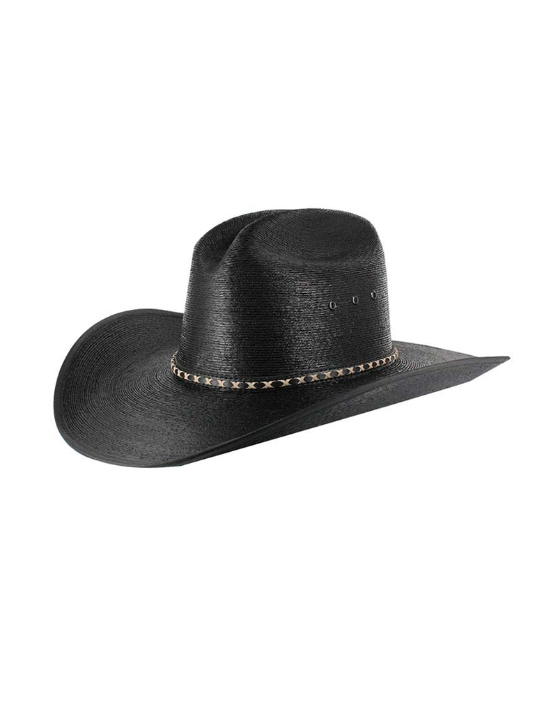 Resistol RSASCWBJA4107 Jason Aldean Asphalt Cowboy Straw Hat Black side / front view. If you need any assistance with this item or the purchase of this item please call us at five six one seven four eight eight eight zero one Monday through Saturday 10:00a.m EST to 8:00 p.m EST