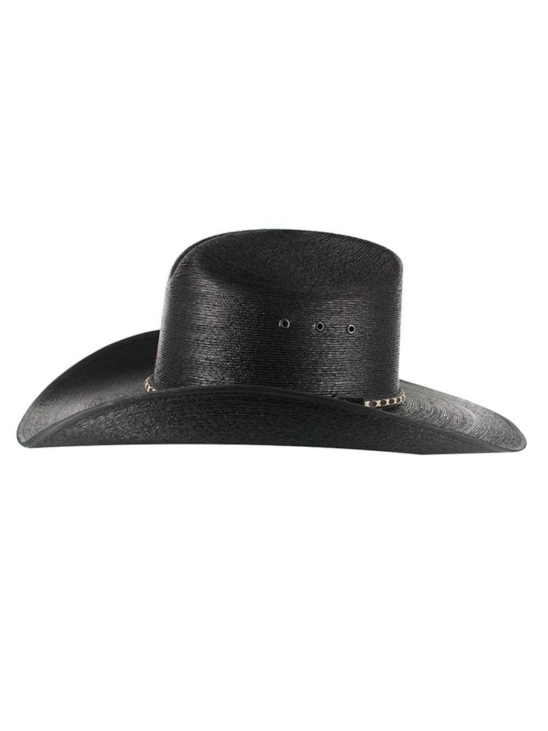 Resistol RSASCWBJA4107 Jason Aldean Asphalt Cowboy Straw Hat Black side / front view. If you need any assistance with this item or the purchase of this item please call us at five six one seven four eight eight eight zero one Monday through Saturday 10:00a.m EST to 8:00 p.m EST