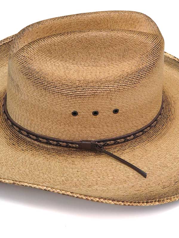 Resistol RSGBOYBJA41 Jason Aldean Georgia Boy Straw Hat Flame Burned side view. If you need any assistance with this item or the purchase of this item please call us at five six one seven four eight eight eight zero one Monday through Saturday 10:00a.m EST to 8:00 p.m EST
