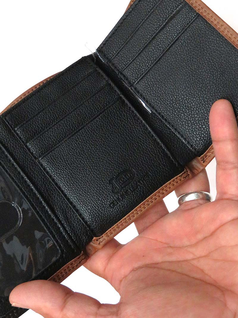 Justin Tri-Fold 2 Tone Black Brown Leather Wallet 1920568W4