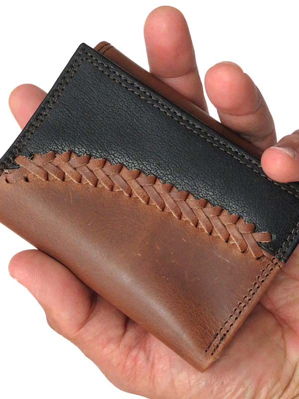 Justin Tri-Fold 2 Tone Black Brown Leather Wallet 1920568W4