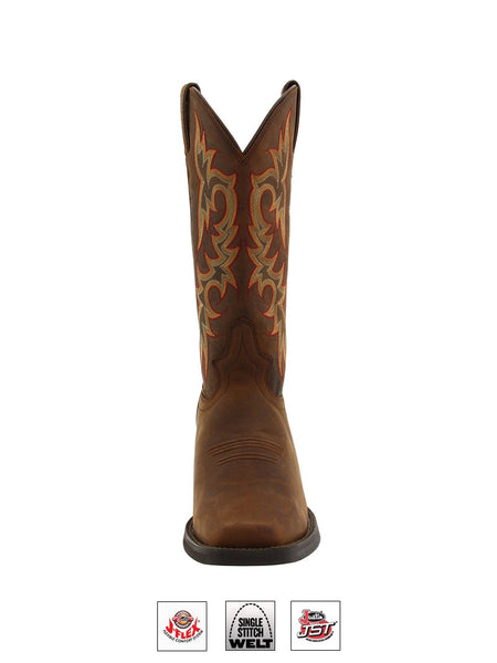 Justin 2552 Mens Stampede Western Boot Quint Brown front view. If you need any assistance with this item or the purchase of this item please call us at five six one seven four eight eight eight zero one Monday through Saturday 10:00a.m EST to 8:00 p.m EST