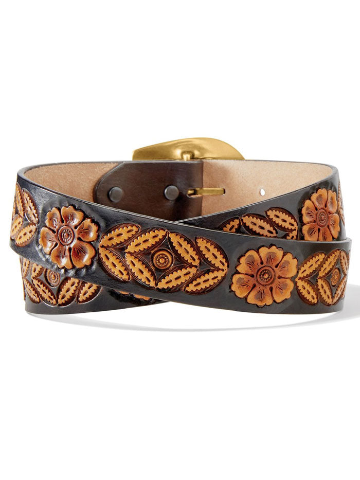 Tony Lama C21544 Womens Sienna Rae Sunflower Leather Belt Brown front view. If you need any assistance with this item or the purchase of this item please call us at five six one seven four eight eight eight zero one Monday through Saturday 10:00a.m EST to 8:00 p.m EST