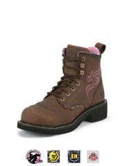 Justin WKL991 GY991 Womens Gypsy Steel Toe Work Boot Aged Bark front and side view