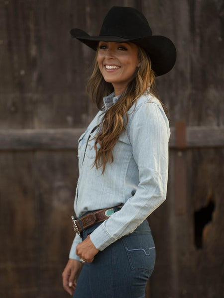 Kimes Ranch Womens Long Sleeve Kaycee Denim Western Snap Shirt side view