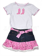 Kiddie Korral Style15 Kids Cowgirl Denim 2 Piece Pink Bandana Denim front view. If you need any assistance with this item or the purchase of this item please call us at five six one seven four eight eight eight zero one Monday through Saturday 10:00a.m EST to 8:00 p.m EST