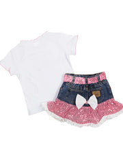 Kid's Kiddie Korral 2 Piece Pink Sequin Tee and Skirt Outfit KK25-PINK J.C. Western® Wear - J.C. Western® Wear