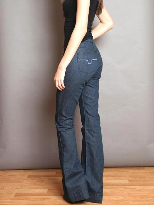 Kimes Ranch Ladies Lola USA Made Mid-Rise Wide Leg Trouser Jeans Front
