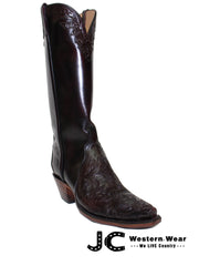 Lucchese L4664.54 Womens Classic  Hand Tooled Boots Black Cherry side / front view. If you need any assistance with this item or the purchase of this item please call us at five six one seven four eight eight eight zero one Monday through Saturday 10:00a.m EST to 8:00 p.m EST