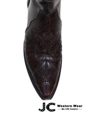 Lucchese L4664.54 Womens Classic  Hand Tooled Boots Black Cherry toe view. If you need any assistance with this item or the purchase of this item please call us at five six one seven four eight eight eight zero one Monday through Saturday 10:00a.m EST to 8:00 p.m EST