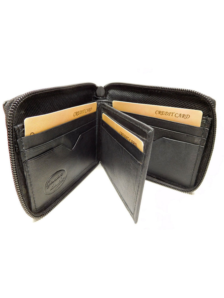 London Stitch LS392 Mens Leather Zip Around Wallet Black closed view. If you need any assistance with this item or the purchase of this item please call us at five six one seven four eight eight eight zero one Monday through Saturday 10:00a.m EST to 8:00 p.m EST