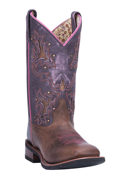 Laredo 5657 Womens Lola Square Toe Western Boot Tan Purple 1