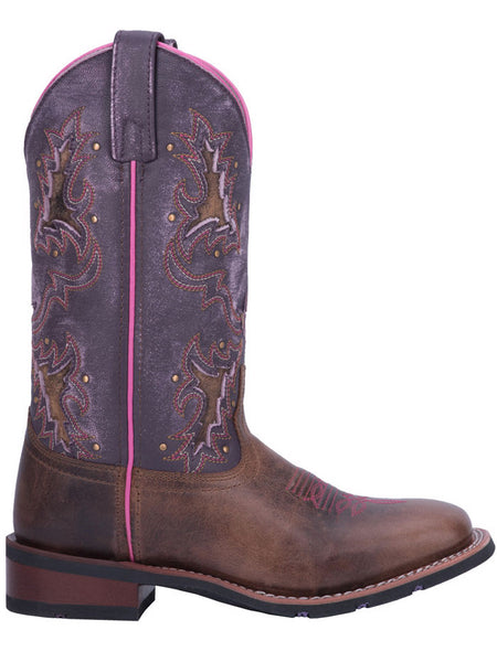 Laredo 5657 Womens Lola Square Toe Western Boot Tan Purple 2