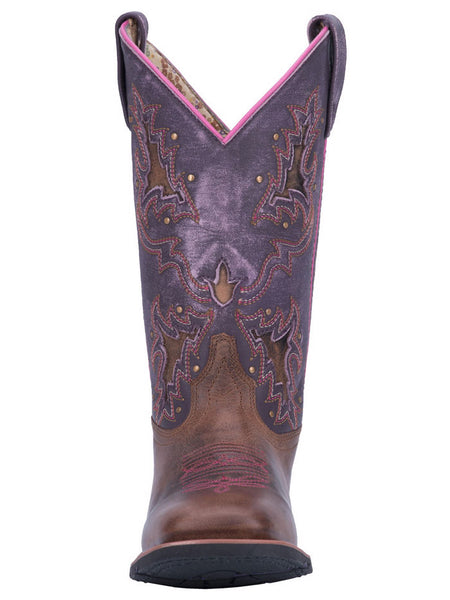 Laredo 5657 Womens Lola Square Toe Western Boot Tan Purple 3