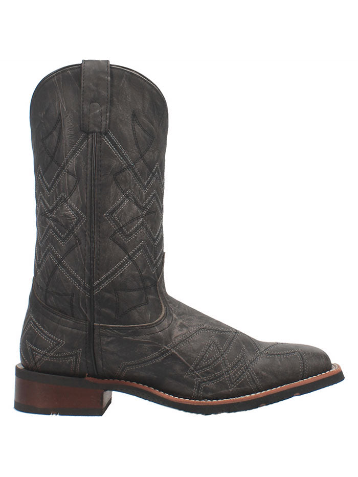 Laredo 7927 Mens Axel 12" Square Toe Western Work Boots Black side view. If you need any assistance with this item or the purchase of this item please call us at five six one seven four eight eight eight zero one Monday through Saturday 10:00a.m EST to 8:00 p.m EST