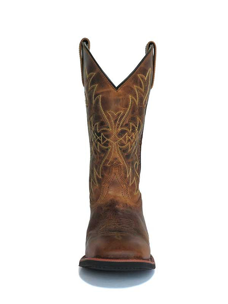 Laredo 5602 Womens Anita Square Toe Western Boots Distressed Tan full front view. If you need any assistance with this item or the purchase of this item please call us at five six one seven four eight eight eight zero one Monday through Saturday 10:00a.m EST to 8:00 p.m EST