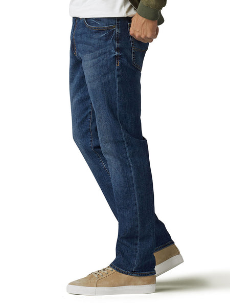Lee 2015042 Mens Extreme Motion Straight Fit Tapered Leg Jean Maddox Side View. If you need any assistance with this item or the purchase of this item please call us at five six one seven four eight eight eight zero one Monday through Saturday 10:00a.m EST to 8:00 p.m EST