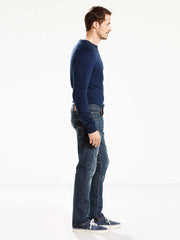 Levi's 295070004 Mens 502 Jeans Regular Taper Fit Stretch Denim side view. If you need any assistance with this item or the purchase of this item please call us at five six one seven four eight eight eight zero one Monday through Saturday 10:00a.m EST to 8:00 p.m EST