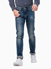 Levi's 045111163 Mens 511 Slim Fit Stretch Jeans Throttle Blue front view. If you need any assistance with this item or the purchase of this item please call us at five six one seven four eight eight eight zero one Monday through Saturday 10:00a.m EST to 8:00 p.m EST