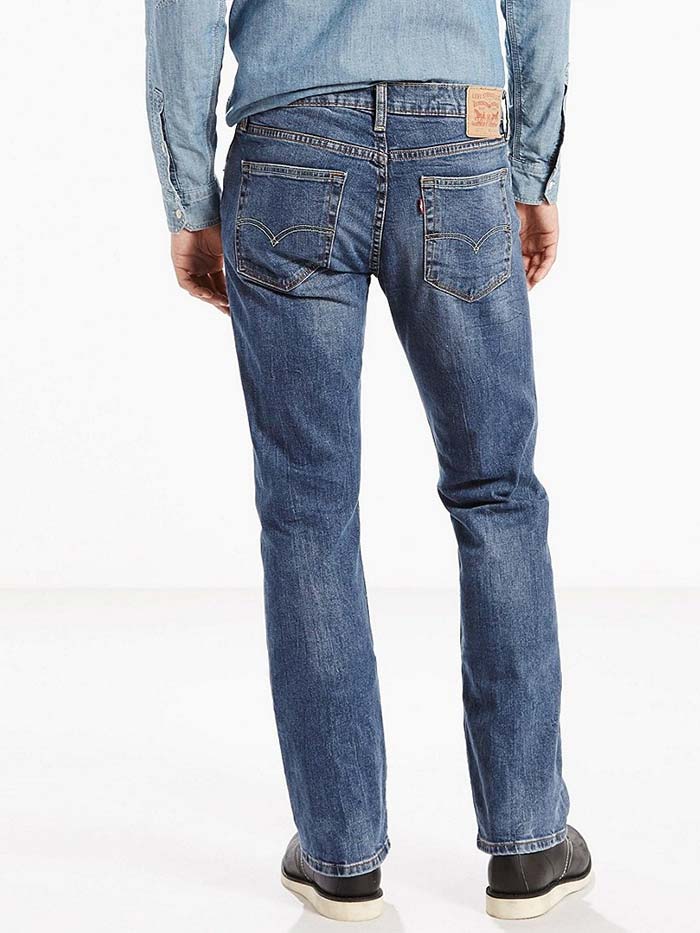 Levi's 055270470 Mens 527 Slim Boot Cut Stretch Jeans Indigo Wash front view. If you need any assistance with this item or the purchase of this item please call us at five six one seven four eight eight eight zero one Monday through Saturday 10:00a.m EST to 8:00 p.m EST