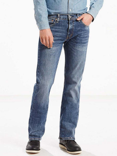 Levi's 055270470 Mens 527 Slim Boot Cut Stretch Jeans Indigo Wash front view. If you need any assistance with this item or the purchase of this item please call us at five six one seven four eight eight eight zero one Monday through Saturday 10:00a.m EST to 8:00 p.m EST
