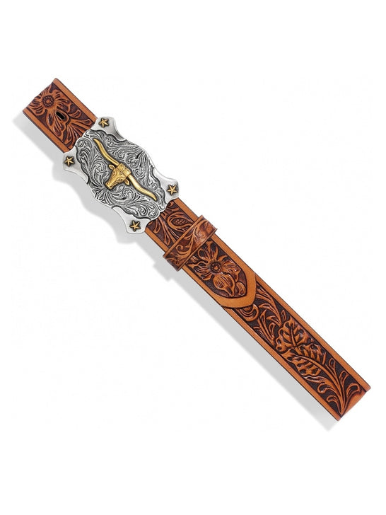 Tony Lama C60094 Kids Lil Tex Name Blank Leather Belt Tan front view. If you need any assistance with this item or the purchase of this item please call us at five six one seven four eight eight eight zero one Monday through Saturday 10:00a.m EST to 8:00 p.m EST