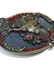 Spec Cast 30334 Antique Floral Longhorn Belt Buckle side and front angle view. If you need any assistance with this item or the purchase of this item please call us at five six one seven four eight eight eight zero one Monday through Saturday 10:00a.m EST to 8:00 p.m EST