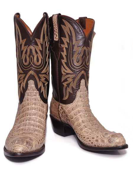 Lucchese L1286.24 Mens Classics Hornback Crocodile Head Cowboy Boots Natural front and side view. If you need any assistance with this item or the purchase of this item please call us at five six one seven four eight eight eight zero one Monday through Saturday 10:00a.m EST to 8:00 p.m EST