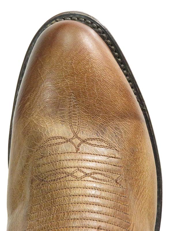 Lucchese N1547.R4 Mens Crayton Burnished Mad Goat Cowboy Boot Tan side / front view. If you need any assistance with this item or the purchase of this item please call us at five six one seven four eight eight eight zero one Monday through Saturday 10:00a.m EST to 8:00 p.m EST