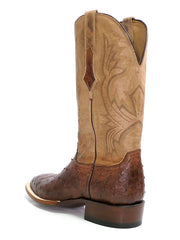 Lucchese CL1118.W8 Mens Cliff Ostrich Horseman Cowboy Boots Chocolate Tan side / back view. If you need any assistance with this item or the purchase of this item please call us at five six one seven four eight eight eight zero one Monday through Saturday 10:00a.m EST to 8:00 p.m EST