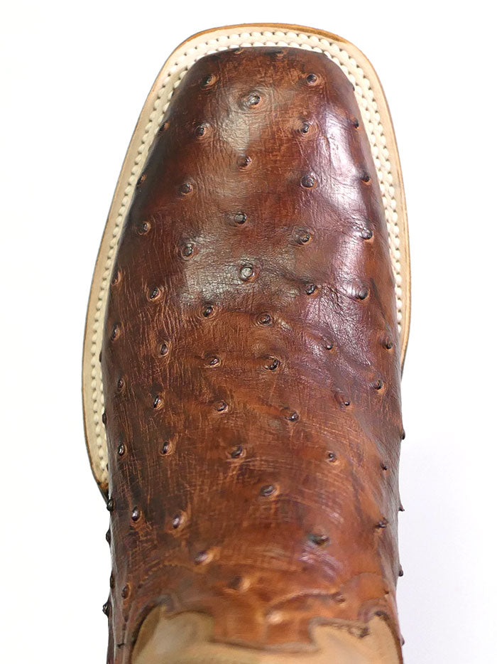 Lucchese CL1118.W8 Mens Cliff Ostrich Horseman Cowboy Boots Chocolate Tan back and front view. If you need any assistance with this item or the purchase of this item please call us at five six one seven four eight eight eight zero one Monday through Saturday 10:00a.m EST to 8:00 p.m EST