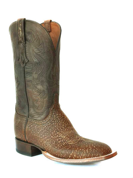 Lucchese CL1511 Mens Bison Square Toe Cowboy Boots Distressed Cognac side / front view. If you need any assistance with this item or the purchase of this item please call us at five six one seven four eight eight eight zero one Monday through Saturday 10:00a.m EST to 8:00 p.m EST