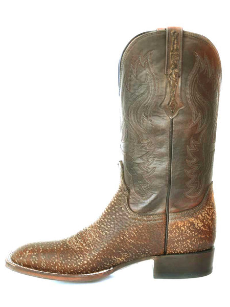 Lucchese CL1511 Mens Bison Square Toe Cowboy Boots Distressed Cognac side view. If you need any assistance with this item or the purchase of this item please call us at five six one seven four eight eight eight zero one Monday through Saturday 10:00a.m EST to 8:00 p.m EST