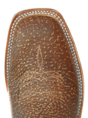 Lucchese CL1511 Mens Bison Square Toe Cowboy Boots Distressed Cognac toe view. If you need any assistance with this item or the purchase of this item please call us at five six one seven four eight eight eight zero one Monday through Saturday 10:00a.m EST to 8:00 p.m EST