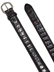Lucchese B1456 Alligator USA Made Hornback Caiman Leather Belts Black close up. If you need any assistance with this item or the purchase of this item please call us at five six one seven four eight eight eight zero one Monday through Saturday 10:00a.m EST to 8:00 p.m EST