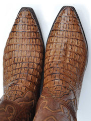 Lucchese GA9034.54 Mens Classics Hornback Caiman Skin Boots Tan Burnished toe view pair. If you need any assistance with this item or the purchase of this item please call us at five six one seven four eight eight eight zero one Monday through Saturday 10:00a.m EST to 8:00 p.m EST