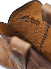 Lucchese GA9034.54 Mens Classics Hornback Caiman Skin Boots Tan Burnished inside view. If you need any assistance with this item or the purchase of this item please call us at five six one seven four eight eight eight zero one Monday through Saturday 10:00a.m EST to 8:00 p.m EST