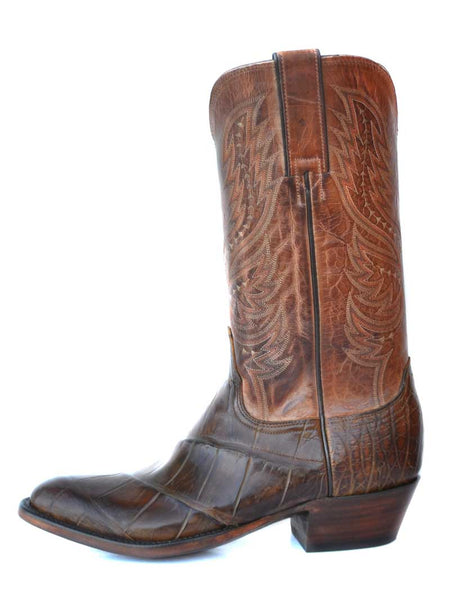 Lucchese HL1027.64 Mens Giant Alligator Tan Goat Cowboy Boots Brown side view. If you need any assistance with this item or the purchase of this item please call us at five six one seven four eight eight eight zero one Monday through Saturday 10:00a.m EST to 8:00 p.m EST