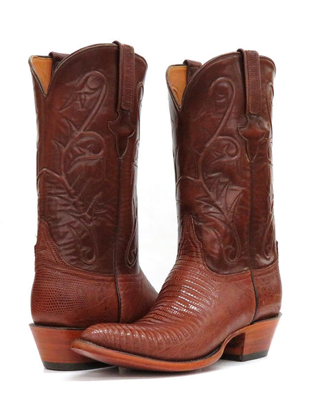 Lucchese L1218.24 Mens Classic Lizard Cowboy Boots Peanut Brittle side / front and back view pair. If you need any assistance with this item or the purchase of this item please call us at five six one seven four eight eight eight zero one Monday through Saturday 10:00a.m EST to 8:00 p.m EST