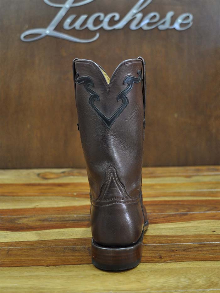 Lucchese L3555.RR Florence Buffalo Roper Boot Whiskey Burnished side view. If you need any assistance with this item or the purchase of this item please call us at five six one seven four eight eight eight zero one Monday through Saturday 10:00a.m EST to 8:00 p.m EST