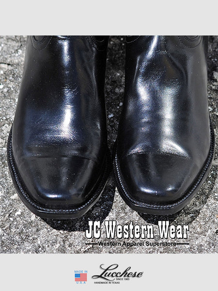 Lucchese L9500.K8 Mens Classics Calf Skin Western Cowboy Boots Black toe view pair. If you need any assistance with this item or the purchase of this item please call us at five six one seven four eight eight eight zero one Monday through Saturday 10:00a.m EST to 8:00 p.m EST