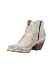 Lucchese M6007 Womens Ericka Low Scallop Bootie Distressed White inner side view. If you need any assistance with this item or the purchase of this item please call us at five six one seven four eight eight eight zero one Monday through Saturday 10:00a.m EST to 8:00 p.m EST