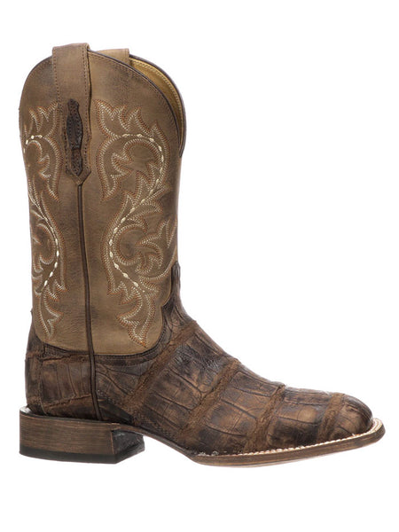 Lucchese M4343 Mens Malcolm Giant Gator Square Toe Boot Chocolate side view. If you need any assistance with this item or the purchase of this item please call us at five six one seven four eight eight eight zero one Monday through Saturday 10:00a.m EST to 8:00 p.m EST