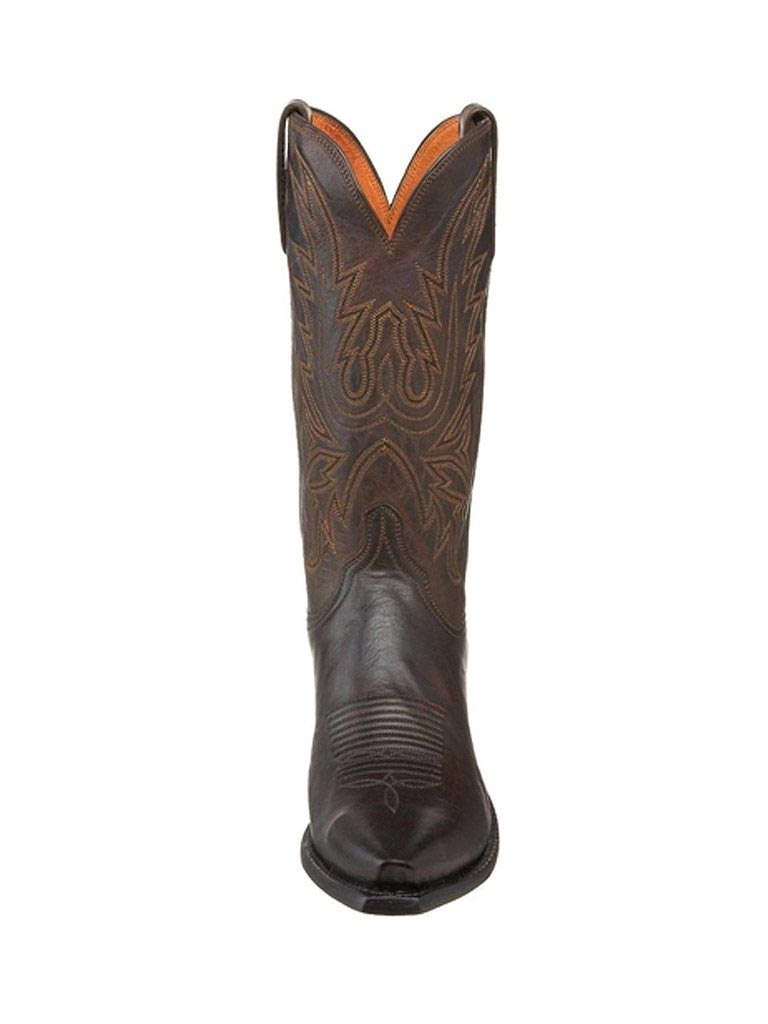 Lucchese N1556.54 Mens Corbin Mad Dog Goat Boots Chocolate Burnished side / front view. If you need any assistance with this item or the purchase of this item please call us at five six one seven four eight eight eight zero one Monday through Saturday 10:00a.m EST to 8:00 p.m EST