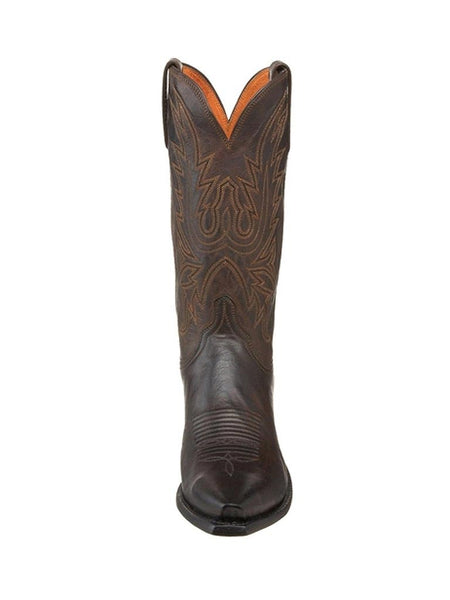 Lucchese N1556.54 Mens Corbin Mad Dog Goat Boots Chocolate Burnished front view. If you need any assistance with this item or the purchase of this item please call us at five six one seven four eight eight eight zero one Monday through Saturday 10:00a.m EST to 8:00 p.m EST