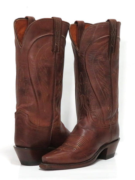 Lucchese N4604.54 Womens 1883 Snip Toe Cowgirl Boots Tan Burnished outter and inner side / front and back view pair. If you need any assistance with this item or the purchase of this item please call us at five six one seven four eight eight eight zero one Monday through Saturday 10:00a.m EST to 8:00 p.m EST