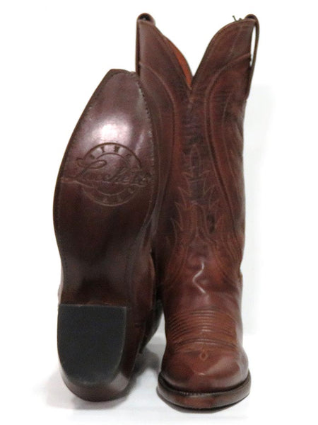 Lucchese N4604.54 Womens 1883 Snip Toe Cowgirl Boots Tan Burnished sole and front view pair. If you need any assistance with this item or the purchase of this item please call us at five six one seven four eight eight eight zero one Monday through Saturday 10:00a.m EST to 8:00 p.m EST