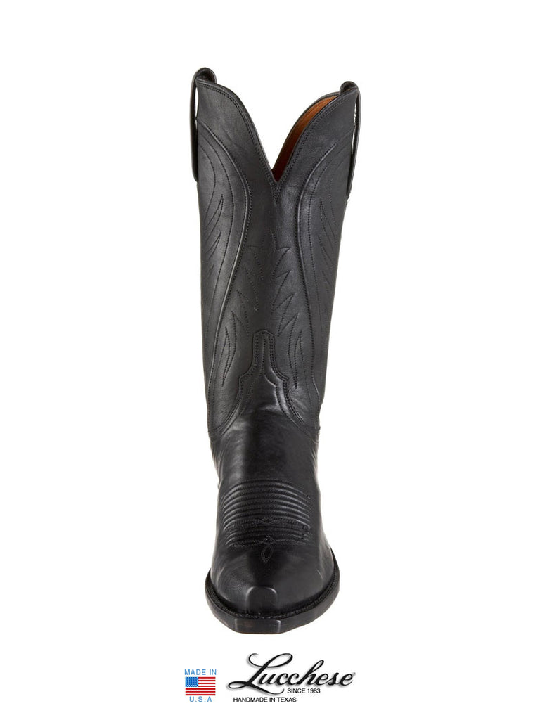 Lucchese N4605.54 Womens 1883 Burnished Cowgirl Boots Black outter side / front view. If you need any assistance with this item or the purchase of this item please call us at five six one seven four eight eight eight zero one Monday through Saturday 10:00a.m EST to 8:00 p.m EST