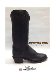 Lucchese N4605.R4 Womens 1883 Burnished R Toe Cowgirl Boots Black side view. If you need any assistance with this item or the purchase of this item please call us at five six one seven four eight eight eight zero one Monday through Saturday 10:00a.m EST to 8:00 p.m EST